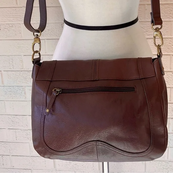 Pegabo Whisky Brown Leather Saddle Crossbody Shoulder Bag - Picture 3 of 10